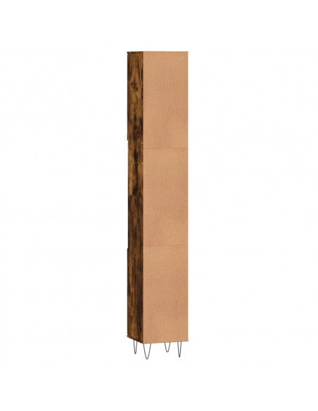 Armadietto Bagno Rovere Fumo 30x30x190 cm in Legno Multistrato