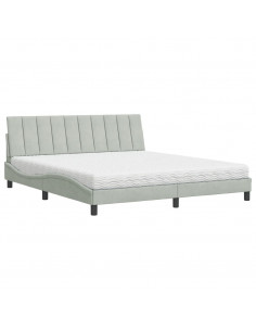 Letto con Materasso Grigio Chiaro 180x200 cm in Velluto 2