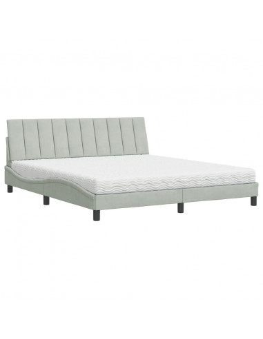 Letto con Materasso Grigio Chiaro 180x200 cm in Velluto