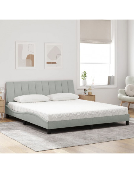 Letto con Materasso Grigio Chiaro 180x200 cm in Velluto