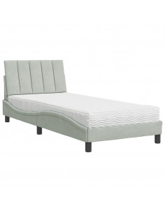 Letto con Materasso Grigio Chiaro 80x200 cm in Velluto 2