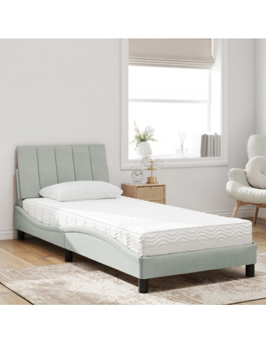 Letto con Materasso Grigio Chiaro 80x200 cm in Velluto