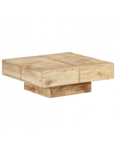 Tavolino da Caffè 80x80x28 cm in Legno Massello di Mango