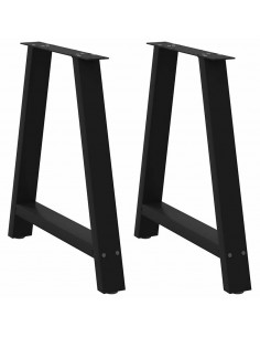 vidXL Gambe Tavolo Pranzo a Forma di A 2 pz Nero 80x(72-73) cm Acciaio 2