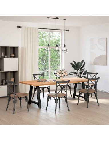 vidXL Gambe Tavolo Pranzo a Forma di A 2 pz Nero 80x(72-73) cm Acciaio