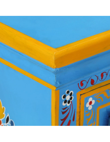 Credenza in Legno Massello di Mango Turchese Dipinta a Mano