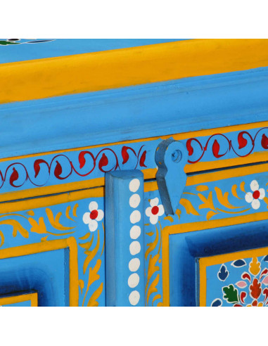 Credenza in Legno Massello di Mango Turchese Dipinta a Mano