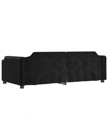 Divano Letto Estraibile con Cassetti Nero 90x190 cm in Tessuto
