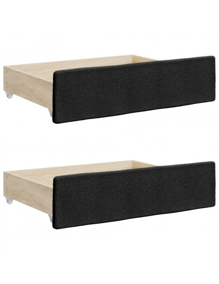 Divano Letto Estraibile con Cassetti Nero 90x190 cm in Tessuto