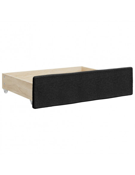 Divano Letto Estraibile con Cassetti Nero 90x190 cm in Tessuto