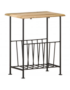 Portariviste 40x30x50 cm in Legno Massello di Mango e Acciaio 2