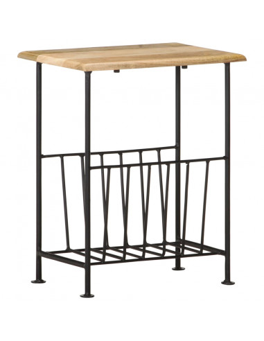 Portariviste 40x30x50 cm in Legno Massello di Mango e Acciaio