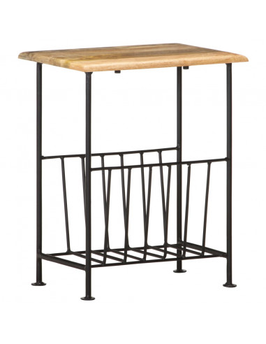 Portariviste 40x30x50 cm in Legno Massello di Mango e Acciaio