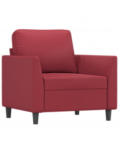 Set di Divani 3 pz con Cuscini Rosso Vino in Similpelle 2