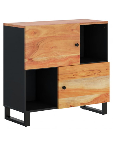 Credenza con 2 Ante 80x33x75 cm in Legno Massello di Acacia
