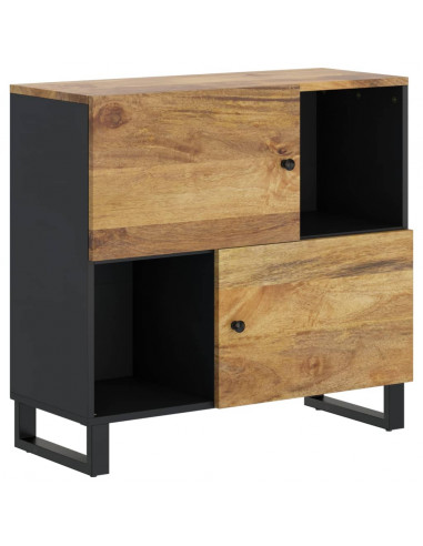 Credenza con 2 Ante 80x33x75 cm in Legno Massello di Mango