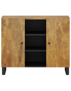 Credenza con 2 Ante 90x33x75 cm in Legno Massello di Mango 2