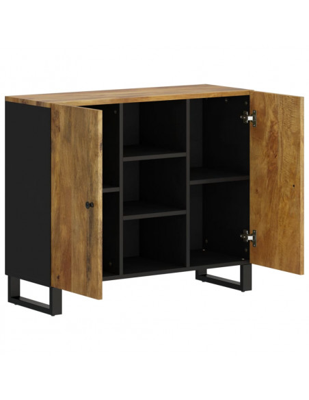 Credenza con 2 Ante 90x33x75 cm in Legno Massello di Mango