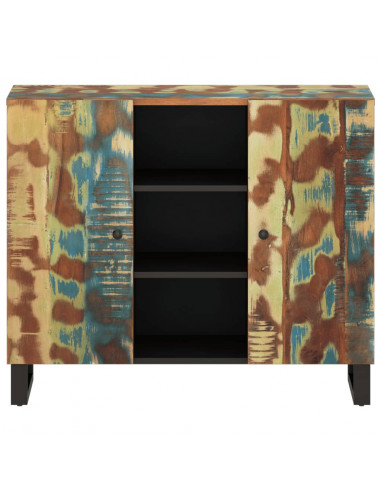 Credenza con 2 Ante 90x33x75 cm in Legno Massello di Recupero