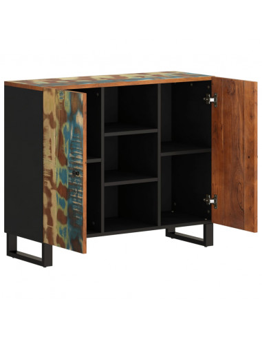 Credenza con 2 Ante 90x33x75 cm in Legno Massello di Recupero