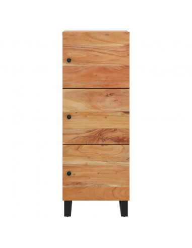 Credenza con 3 Ante 40x33x110 cm Legno Massello Acacia e Ferro