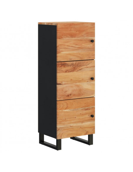 Credenza con 3 Ante 40x33x110 cm Legno Massello Acacia e Ferro