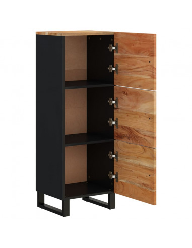 Credenza con 3 Ante 40x33x110 cm Legno Massello Acacia e Ferro