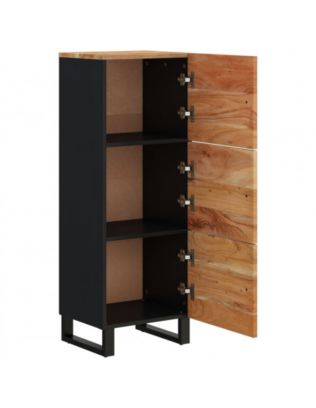 Credenza con 3 Ante 40x33x110 cm Legno Massello Acacia e Ferro