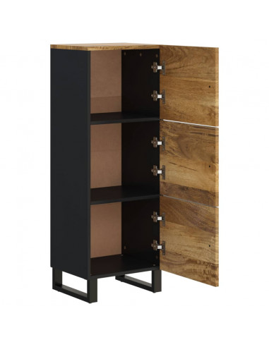 Credenza con 3 Ante 40x33x110 cm Legno Massello Mango e Ferro