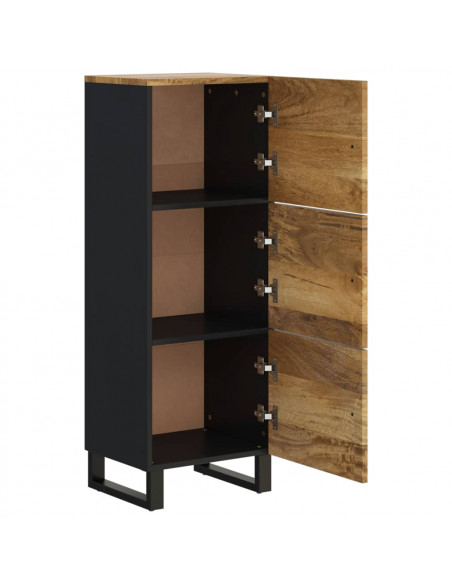 Credenza con 3 Ante 40x33x110 cm Legno Massello Mango e Ferro