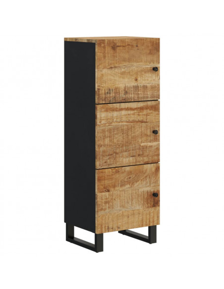Credenza con 3 Ante 40x33x110 cm Legno Massello Mango e Ferro