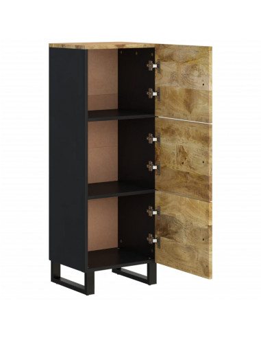Credenza con 3 Ante 40x33x110 cm Legno Massello Mango e Ferro