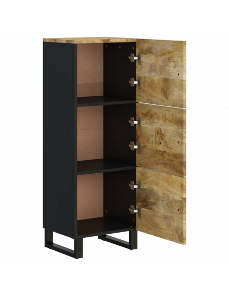 Credenza con 3 Ante 40x33x110 cm Legno Massello Mango e Ferro