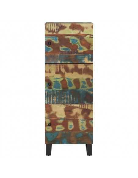 Credenza con 3 Ante 40x33x110cm Legno Massello Recupero e Ferro