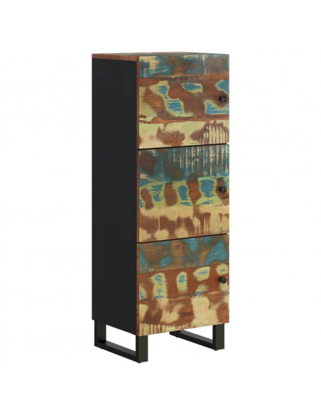 Credenza con 3 Ante 40x33x110cm Legno Massello Recupero e Ferro