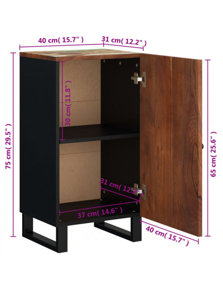 Credenza con Anta 40x31x75 cm in Legno Massello di Recupero