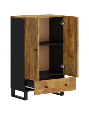 Credenza con Cassetto 60x33x100 cm Legno Massello Mango e Ferro