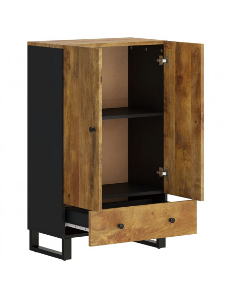 Credenza con Cassetto 60x33x100 cm Legno Massello Mango e Ferro