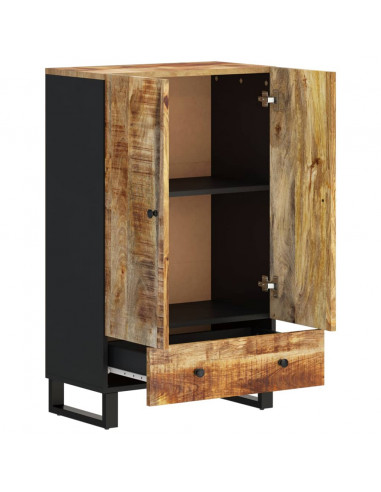 Credenza con Cassetto 60x33x100 cm Legno Massello Mango e Ferro