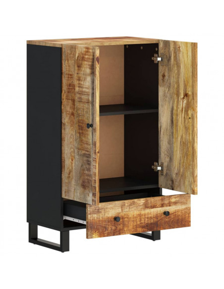 Credenza con Cassetto 60x33x100 cm Legno Massello Mango e Ferro