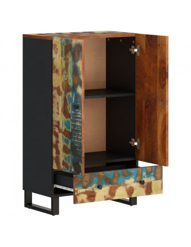 Credenza con Cassetto 60x33x100 Legno Massello Recupero e Ferro