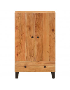 Credenza con Cassetto 60x33x100cm Legno Massello Acacia e Ferro 2
