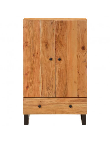 Credenza con Cassetto 60x33x100cm Legno Massello Acacia e Ferro