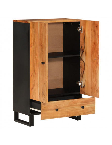 Credenza con Cassetto 60x33x100cm Legno Massello Acacia e Ferro