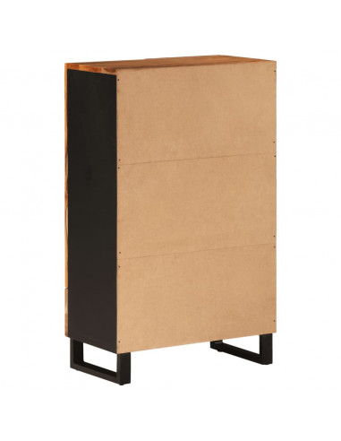 Credenza con Cassetto 60x33x100cm Legno Massello Acacia e Ferro