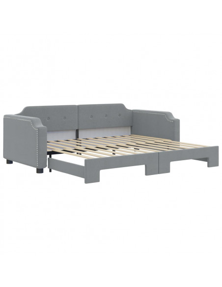 Divano Letto con Letto Estraibile Grigio Chiaro 100x200 Tessuto
