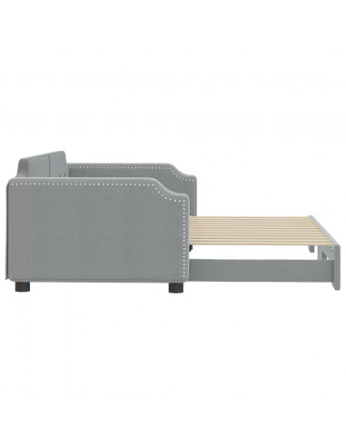Divano Letto con Letto Estraibile Grigio Chiaro 100x200 Tessuto