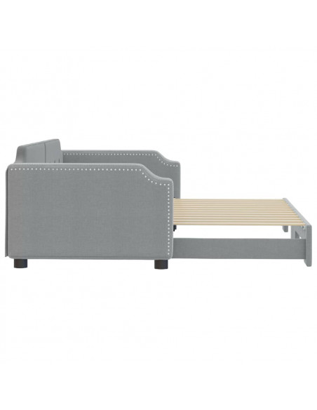 Divano Letto con Letto Estraibile Grigio Chiaro 100x200 Tessuto