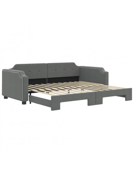 Divano Letto con Letto Estraibile Grigio Scuro 90x190cm Tessuto