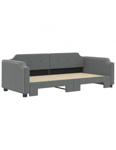 Divano Letto con Letto Estraibile Grigio Scuro 90x190cm Tessuto